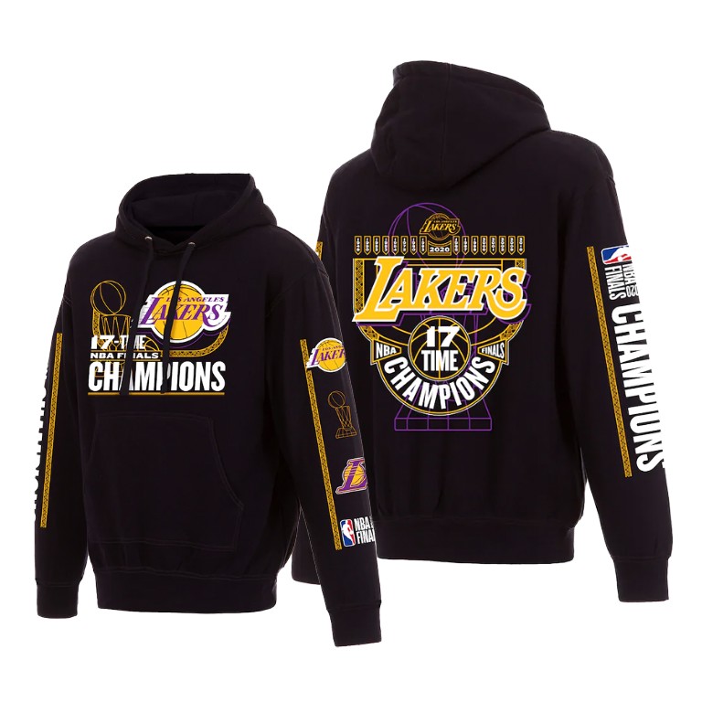 Men's Los Angeles Lakers NBA 17-Time Logo Sleeve Pullover Finals Champions Black Basketball Hoodie KTD4583WO